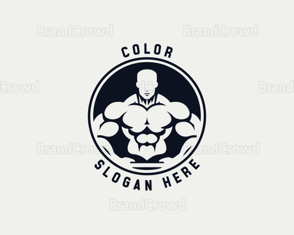 Bodybuilder Fitness Trainer Logo