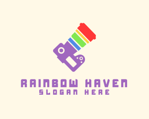 Queer - Rainbow Camera Lens logo design