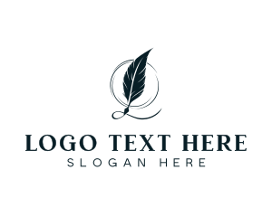 Author - Stationery Feather Quill logo design