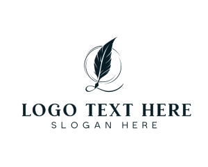 Publisher - Stationery Feather Quill logo design