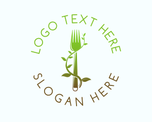 Vegan - Organic Vine Fork logo design