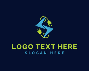 Plug - Lightning Electricity Letter S logo design