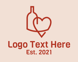 Sparkling Wine - Minimalist Wine Heart logo design