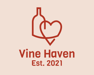 Minimalist Wine Heart  logo design