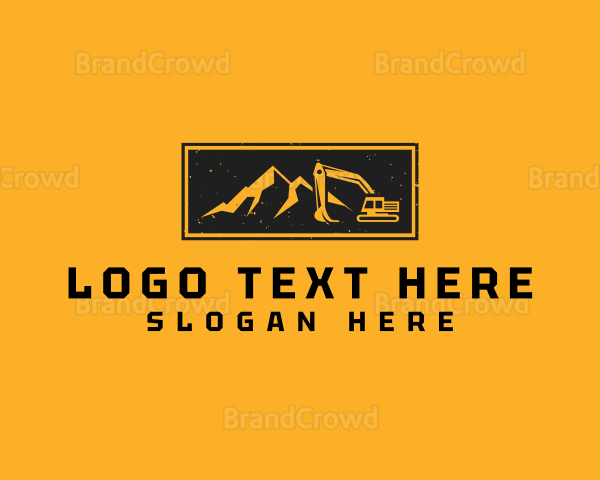 Excavator Backhoe Mountain Logo