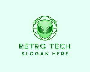 Retro Martian Alien logo design