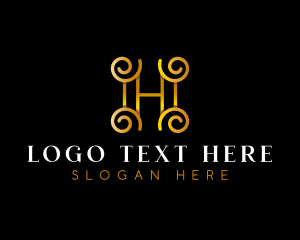 Cafe - Luxury Deluxe Ornament Letter H logo design