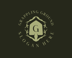 Floral Shovel Spade logo design