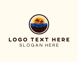 Swimming - Beach Hammock Sunset logo design