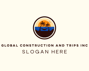 Travel - Beach Hammock Sunset logo design