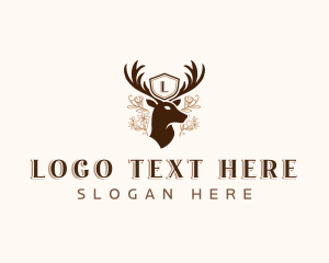 Shield - Deer Shield Antler logo design