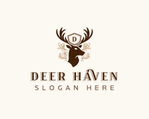 Deer Shield Antler logo design