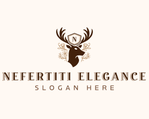 Deer Shield Antler logo design