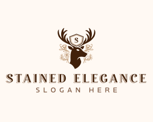 Deer Shield Antler logo design