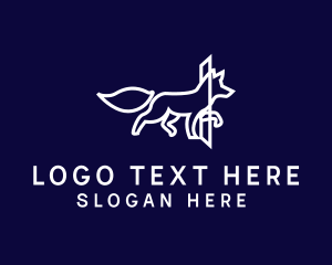 White - Door Fox Outline logo design