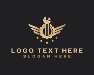 Wrench - Cog Wrench Wing logo design