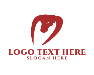 Ox - Red Buffalo Horn logo design