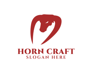 Horn - Red Buffalo Horn logo design