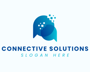 Communicate - Tech Chat Communication logo design