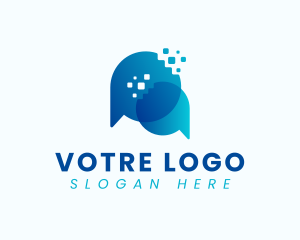 Customer Service - Tech Chat Communication logo design