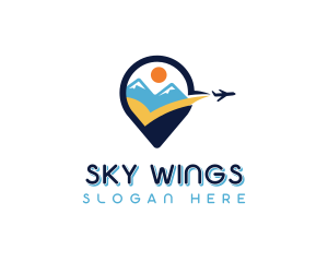 Location Pin Airplane logo design