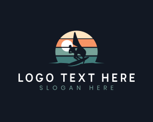 Waves - Foil Surfing Beach logo design