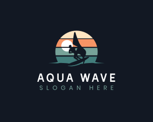 Foil Surfing Beach  logo design