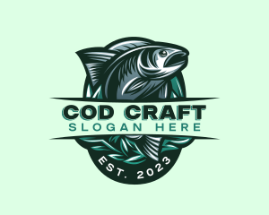 Cod - Fish Seafood Seaweed logo design