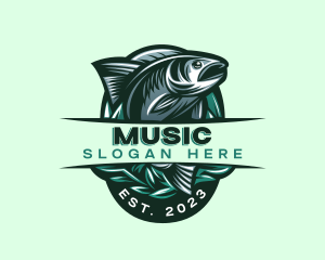 Emblem - Fish Seafood Seaweed logo design