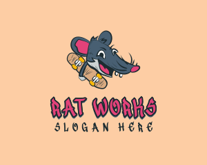 Skateboard Skater Rat logo design