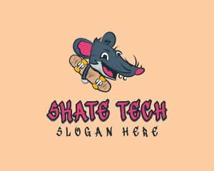 Kickflip - Skateboard Skater Rat logo design