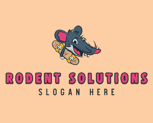 Skateboard Skater Rat logo design