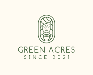 Green Woman Cafe Tea logo design