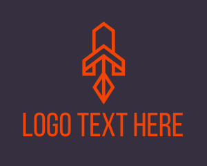 Outer Space - Orange Space Rocket logo design