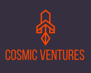 Space - Orange Space Rocket logo design