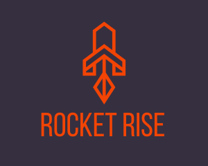 Orange Space Rocket logo design