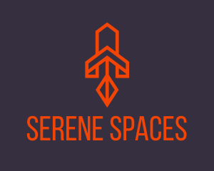 Orange Space Rocket logo design