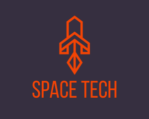 Orange Space Rocket logo design