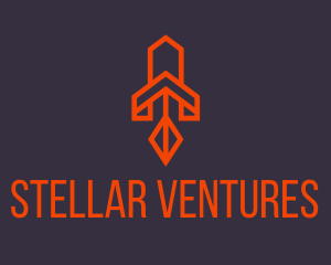 Orange Space Rocket logo design