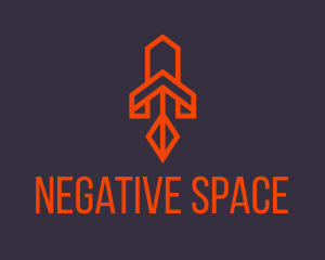 Orange Space Rocket logo design