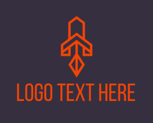 Space Craft - Orange Space Rocket logo design