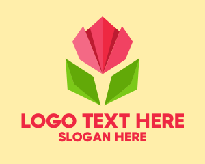 School - Origami Tulip Flower logo design