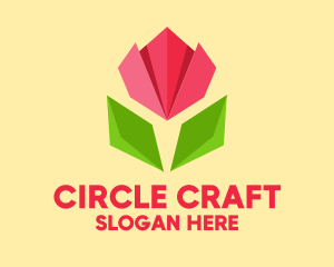 Origami Tulip Flower  logo design