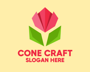 Origami Tulip Flower  logo design