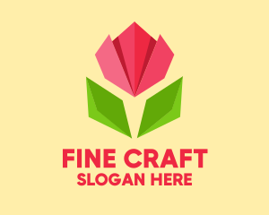 Origami Tulip Flower  logo design