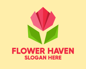 Origami Tulip Flower  logo design