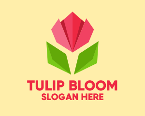 Tulip - Origami Tulip Flower logo design