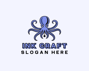 Ink - Octopus Ink Pen logo design