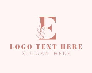 Pink - Elegant Leaves Letter E logo design