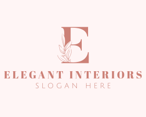 Elegant Leaves Letter E logo design